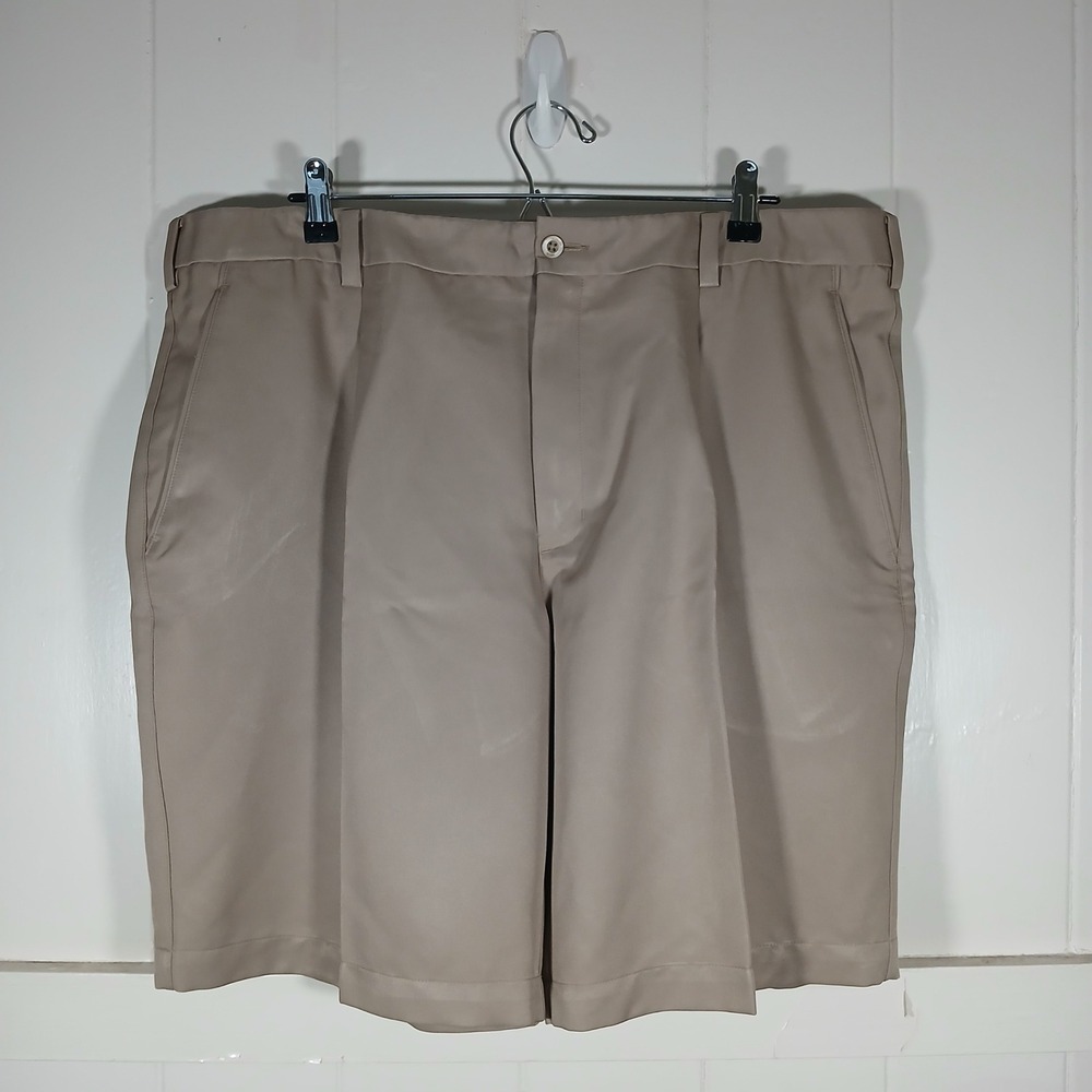 Nike Fit Dry Pleated Golf Shorts Mens 42 10" Inseam Khaki Tan 319689-235